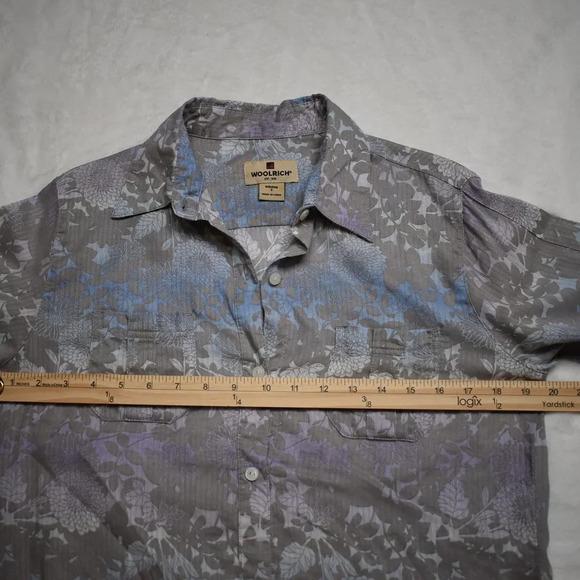 Woolrich Floral Shirt Sz S Button Down Roll Tab Sleeve 100% Cotton Boho Artsy - Picture 12 of 14